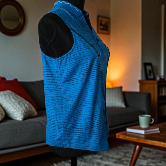 JAMIE SADOCK (MED) Golf Casual Qtr Zip Blue/Black Button Detail Cotton - Picture 3 of 9